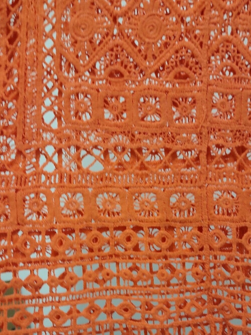 Crocheted Fringe Cover-Up Top in Coral Large/extra Large. Very Cute! - Picture 7 of 10